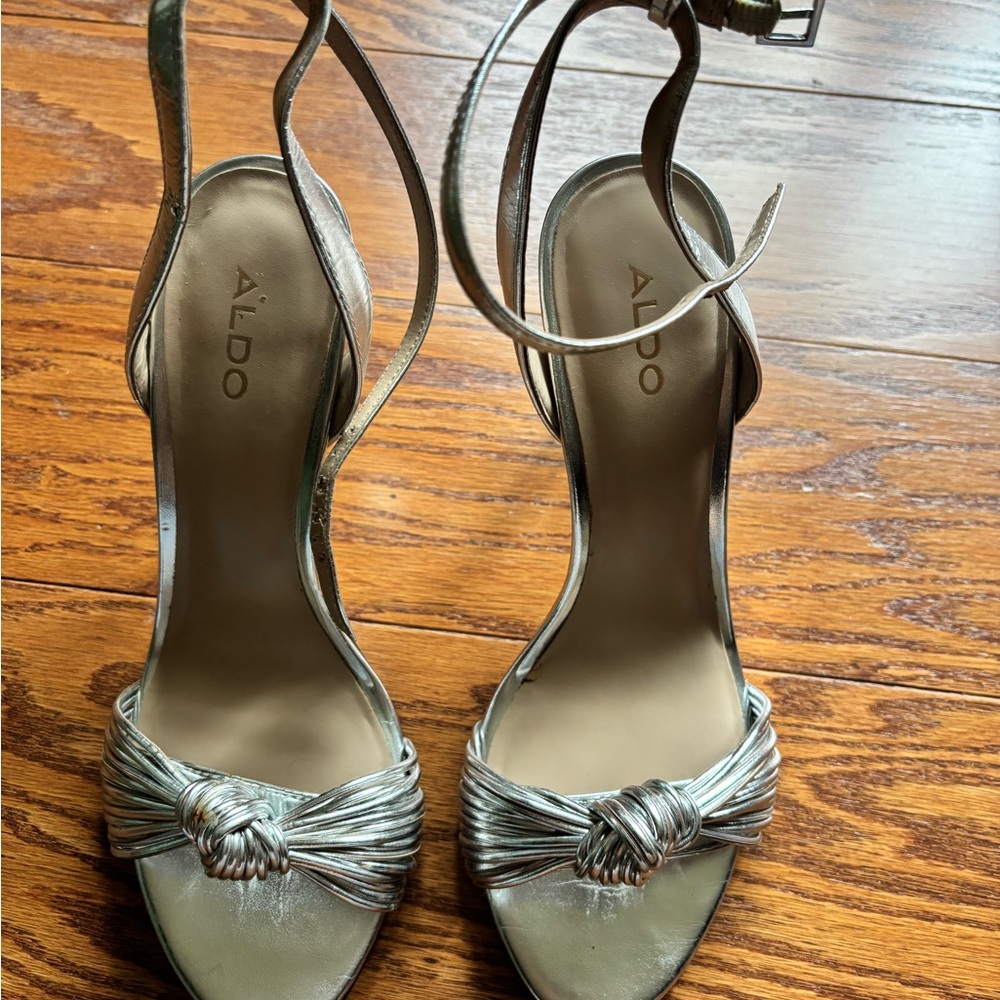 ALDO Silver Knotted Heels
